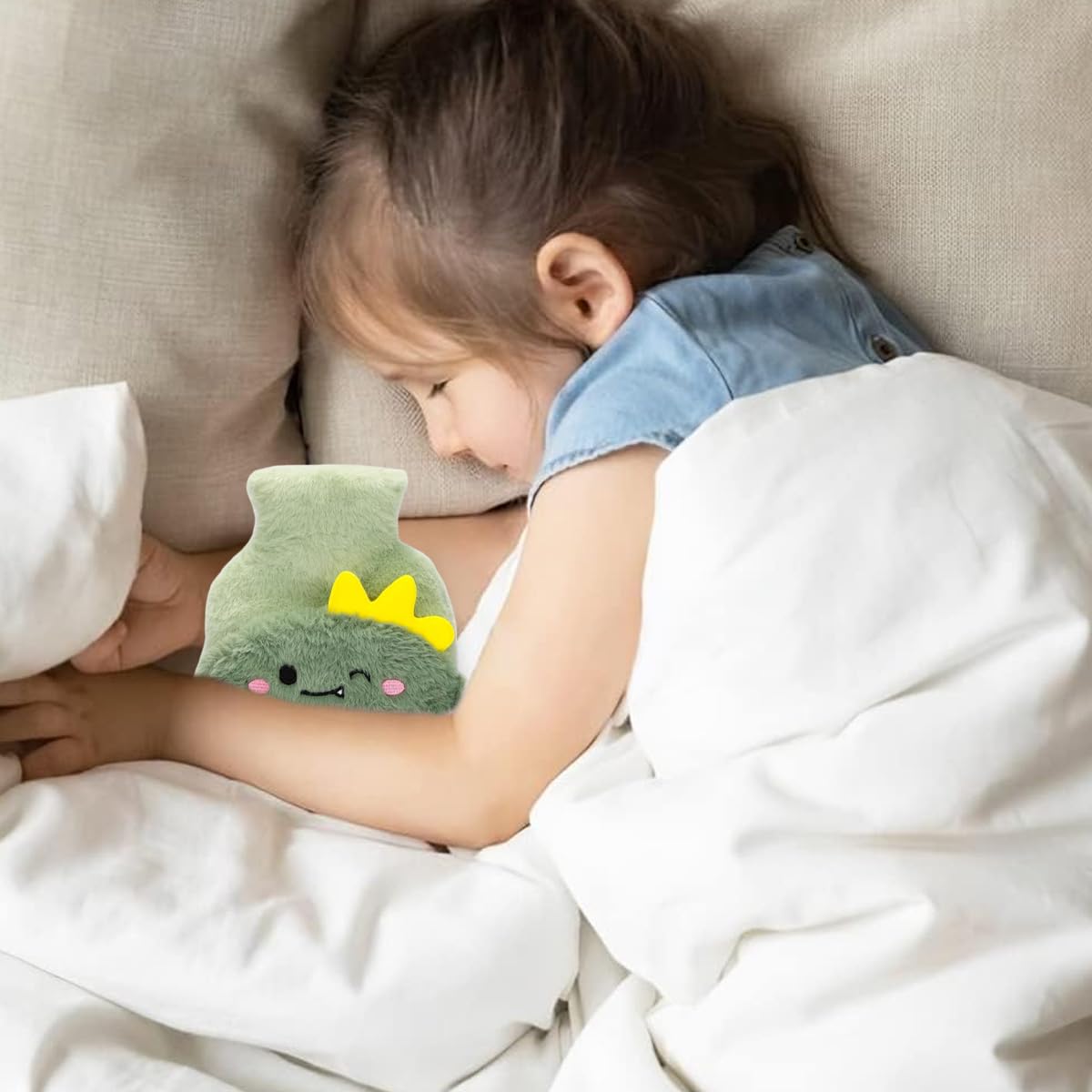 HANNEA Hot Water Bottle for Cramps and Pain Relief featuring Anti Leak Stopper and Soft Green Cover