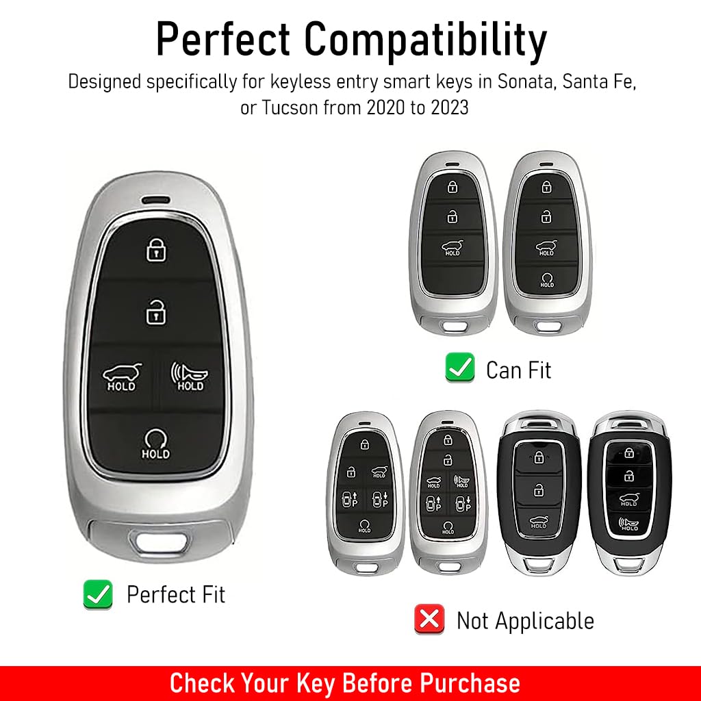 STHIRA Hyundai Car Key Protective Case for 2020–2023 Sonata Santa Fe Tucson with Rhinestone Metal Keyring and Soft TPU Cover Black