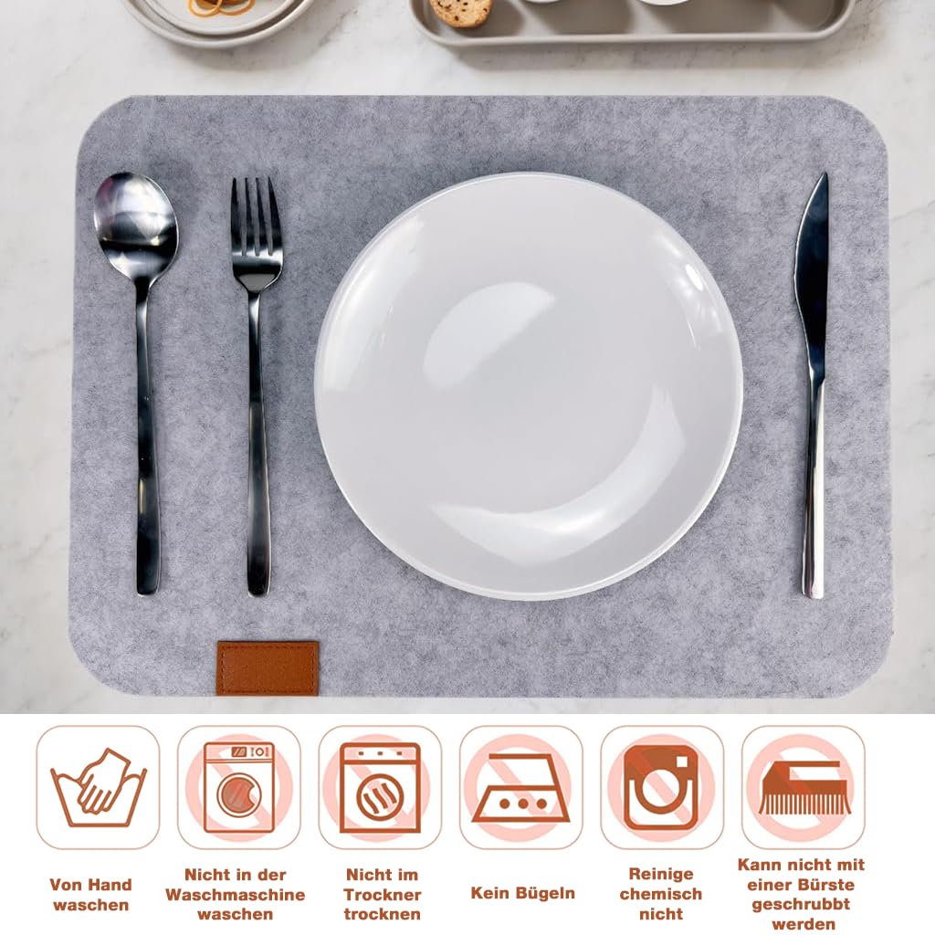 ZIBUYU Felt Table Mats Set of 12 for Dining | Washable Non Slip Heat Resistant Design