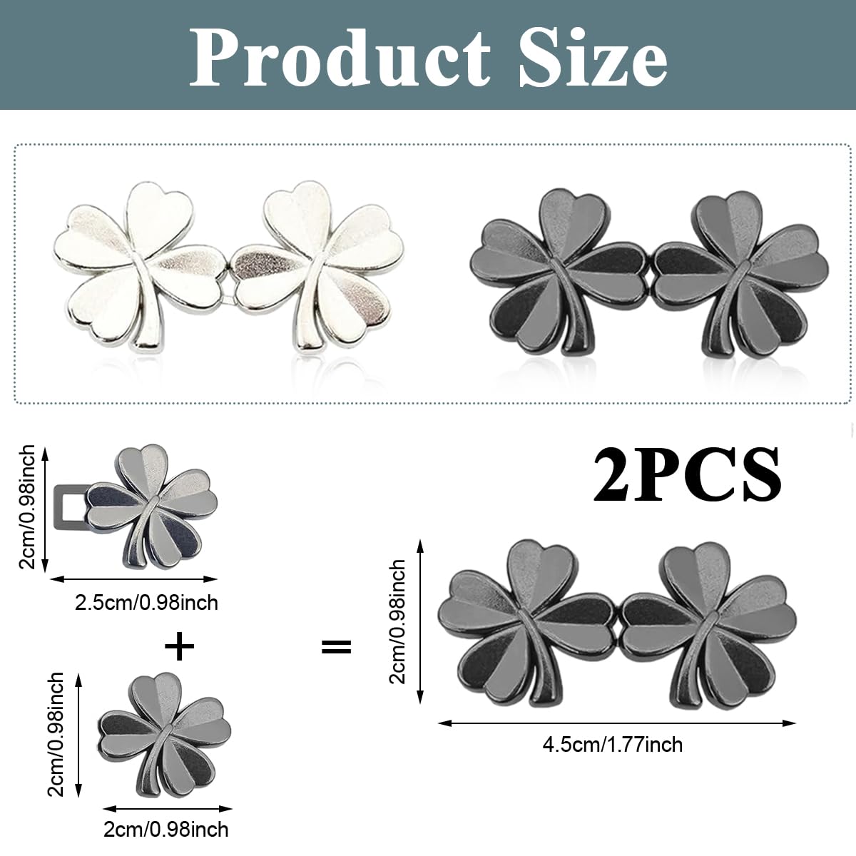 SANNIDHI Adjustable Waist Buckle for Pants featuring Detachable Pin Buttons | 2 Pairs