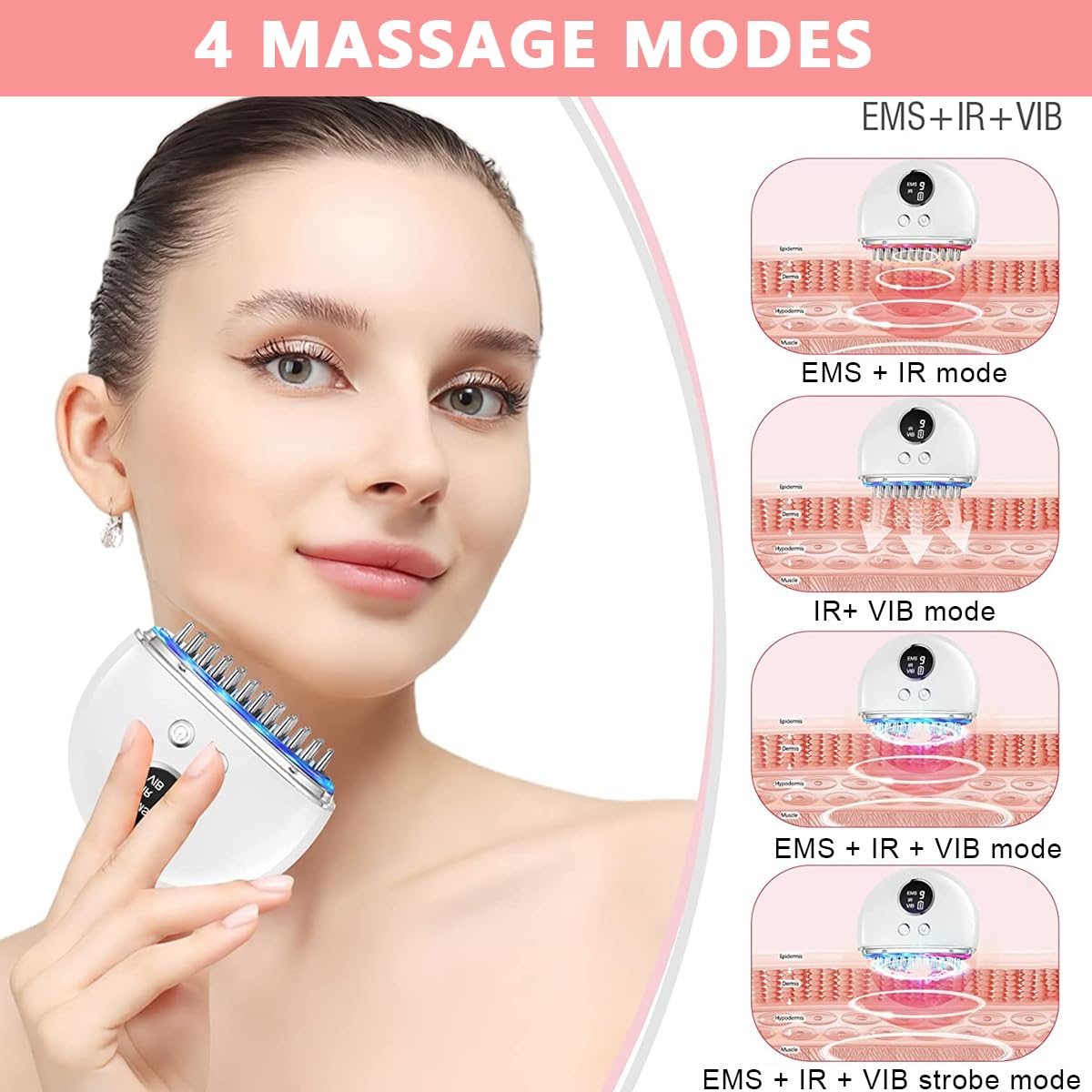 HANNEA® Head Massager Machine for Pain Relief, Electric Body Massager Scalp Massager Gua Sha Tool for Face/Foot/Leg/Neck/Back With 9 Power Strength and 4 Modes, Micro Current, Vibration