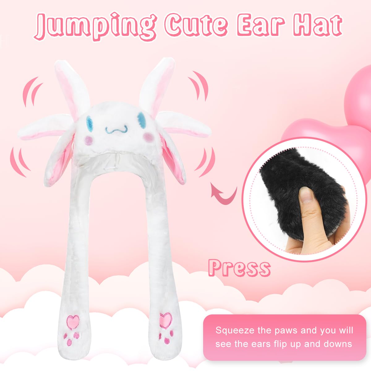 Zibuyu Ear Moving Jumping Hat featuring Cinnamoroll Plush with Fluffy Blue Design for Girls