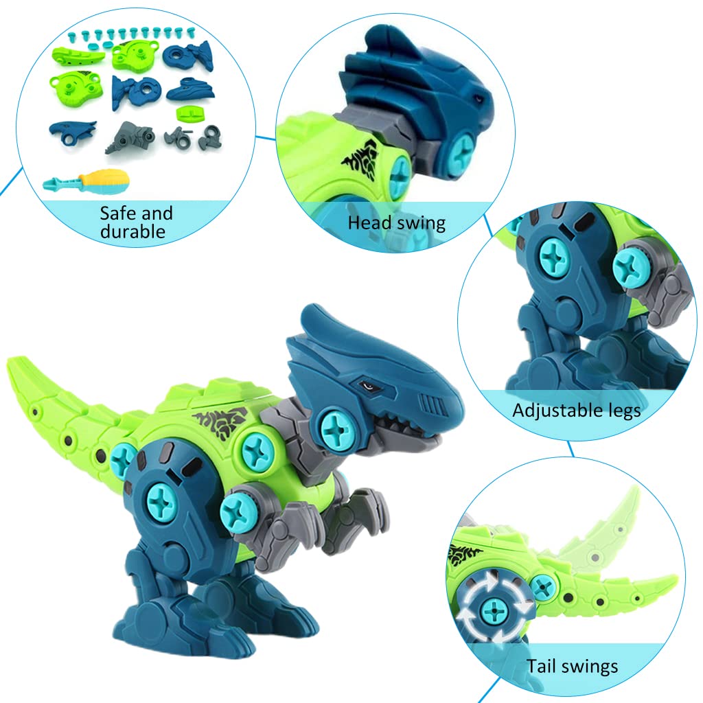 PATPAT® Dinosaur Toys for Kids STEM Construction Building Toys for Kids,Dinosaur Toy with Toy Screwdriver Dinosaur Egg Assembling Building Block Toy Birthday Gifts for 4-8 Year Old Boys Girls (Blue)