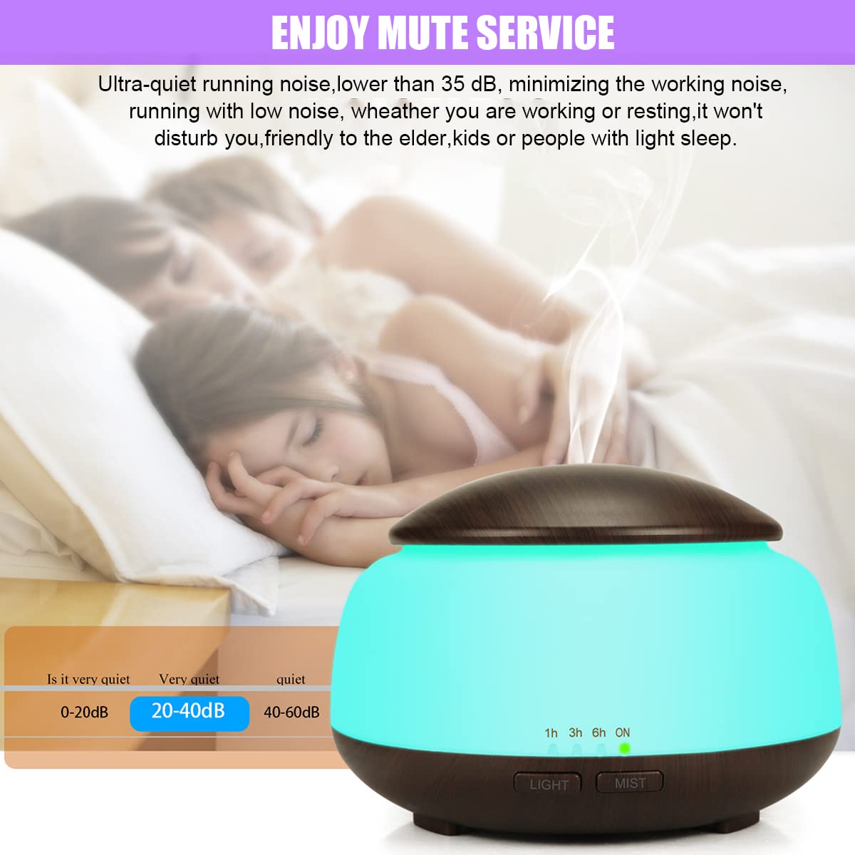 Aroma Diffuser for Home with 300ml Tank and 26dB Ultrasonic Design | 7‑Color LED Humidifier