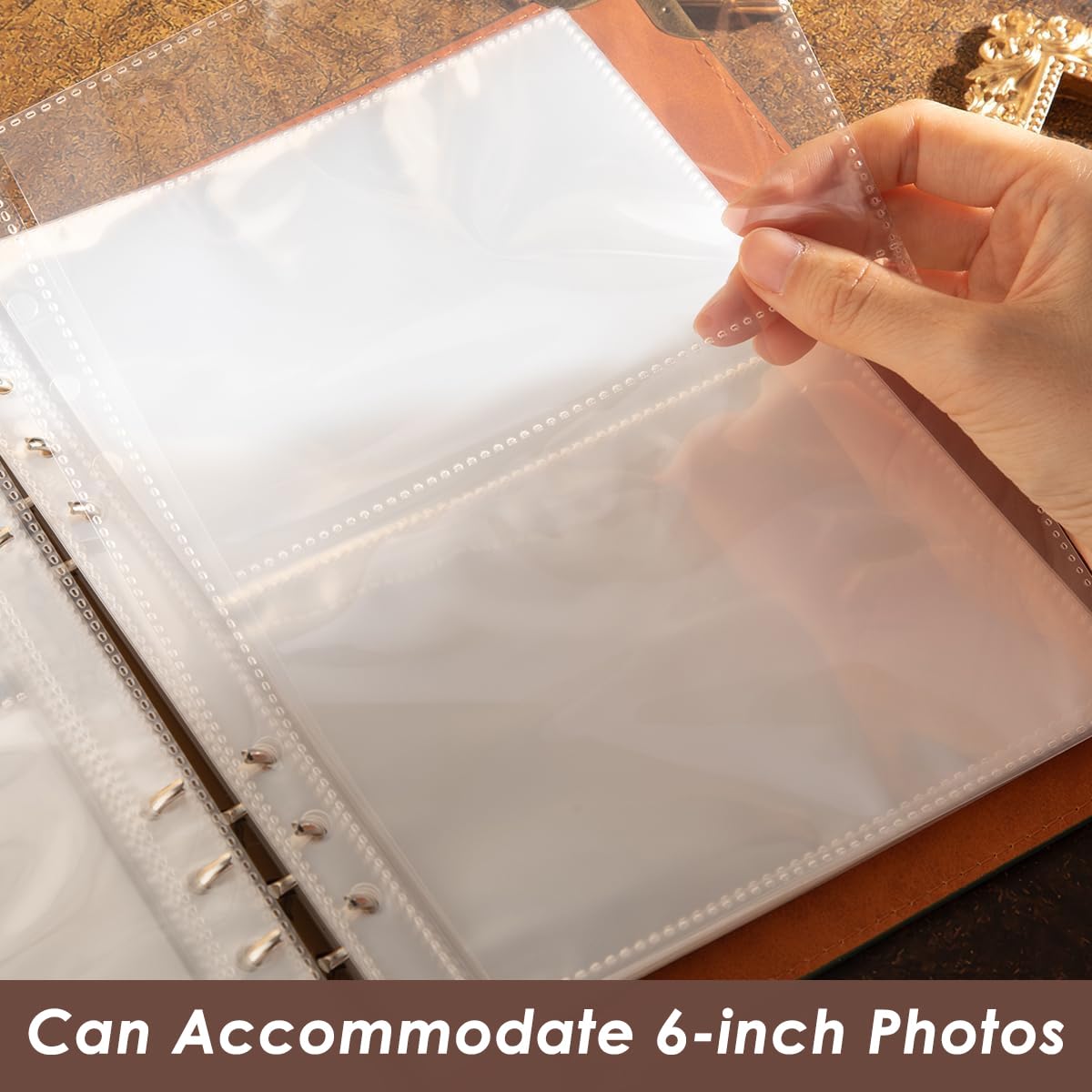 HASTHIP Photo Album for 4x6 Photos with 30 Sheets Vintage Craft Paper and Embossed PU Leather Cover