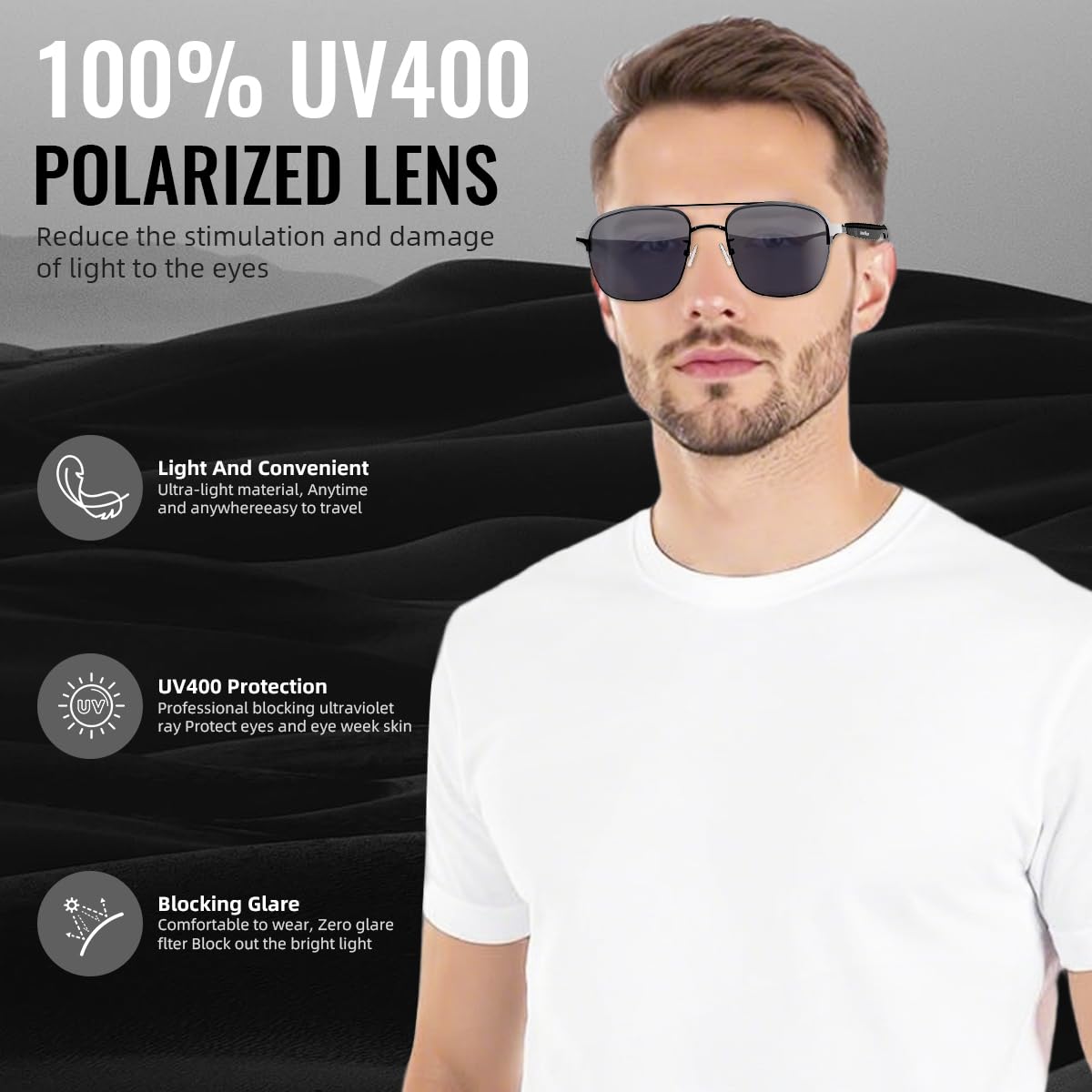 Verilux Smart Glasses Sunglasses with Bluetooth 5.4 and 80mAh Battery featuring Voice Control | Polarized UV400 Lenses for Outdoor Music and Hands‑Free Calls