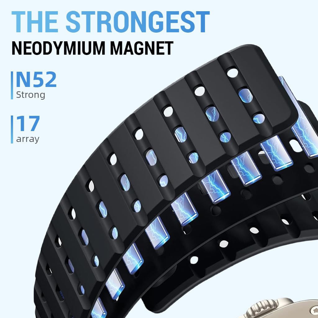 ZORBES Compatible Apple Watch Band for Sports with Magnetic Pin and Tuck Closure | 49mm Silicone Strap for Men and Women