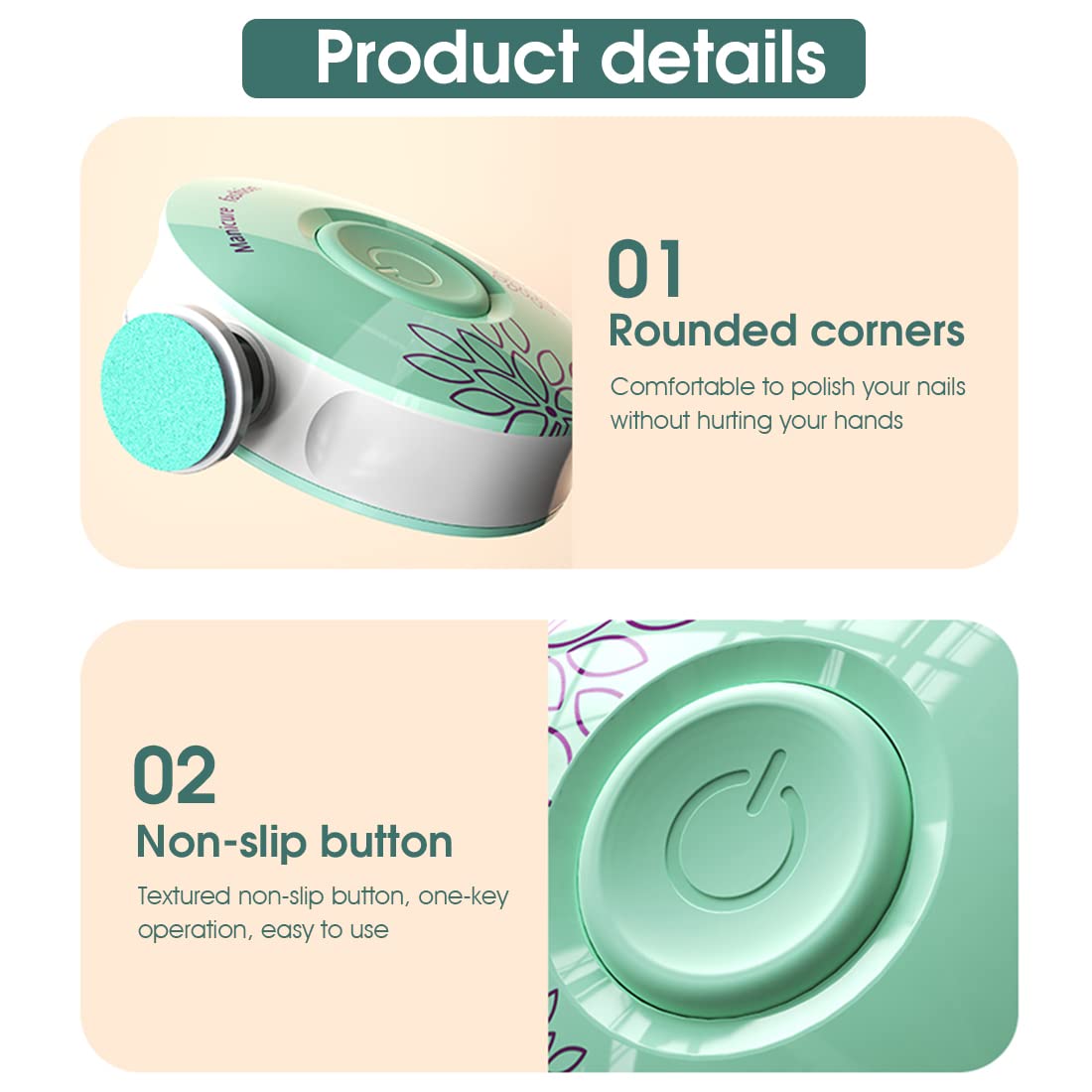 PALAY Baby Electric Nail Trimmer with 6 Grinding Bits for Safe Quiet Nail Care | Portable Kit