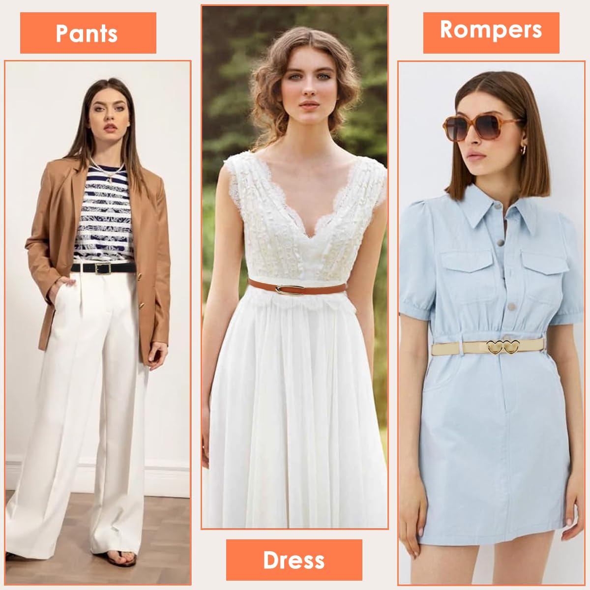 SANNIDHI Belts for Women with Decorative Metal Buckles 5pcs PU Leather Set | Slim Adjustable Design