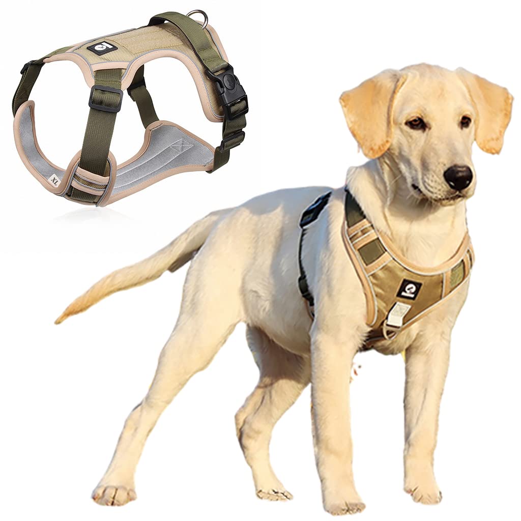 Qpets® Dog Vest Harness, No-Pull Pet Harness with Safety Reflective Strip Quick Release Buckle, Adjustable Size Easy Control Handle for Medium Large Dog(XL, 22.5kg-45kg)