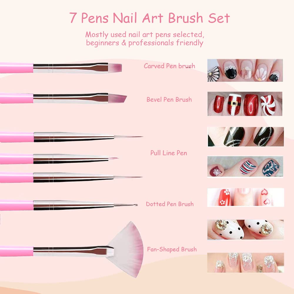 MAYCREATE Nail Art Kit for Girls with 15 Brushes and 5 Rhinestone Pens | DIY Nail Decorations