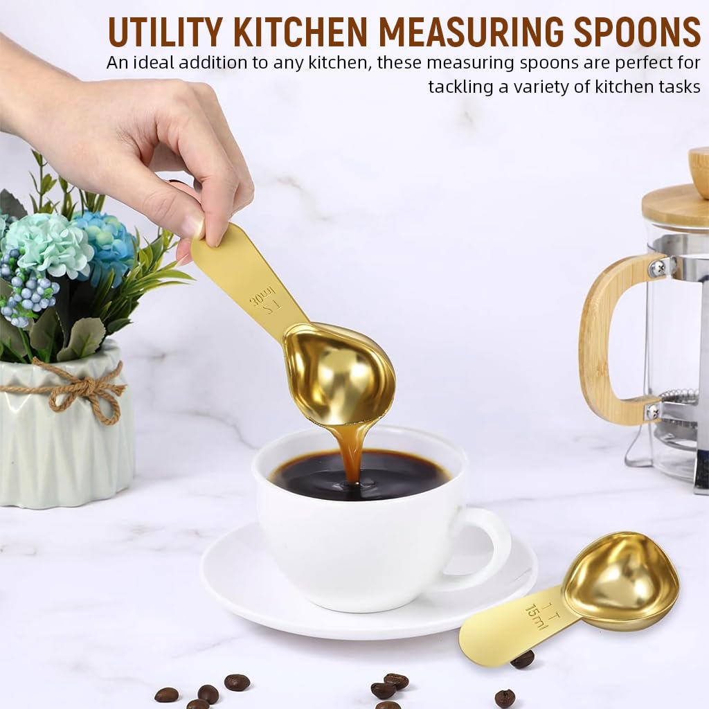 Supvox Measuring Spoons Set for Kitchen with Etched Marks 2 Pcs 15ml and 30ml Stainless Steel