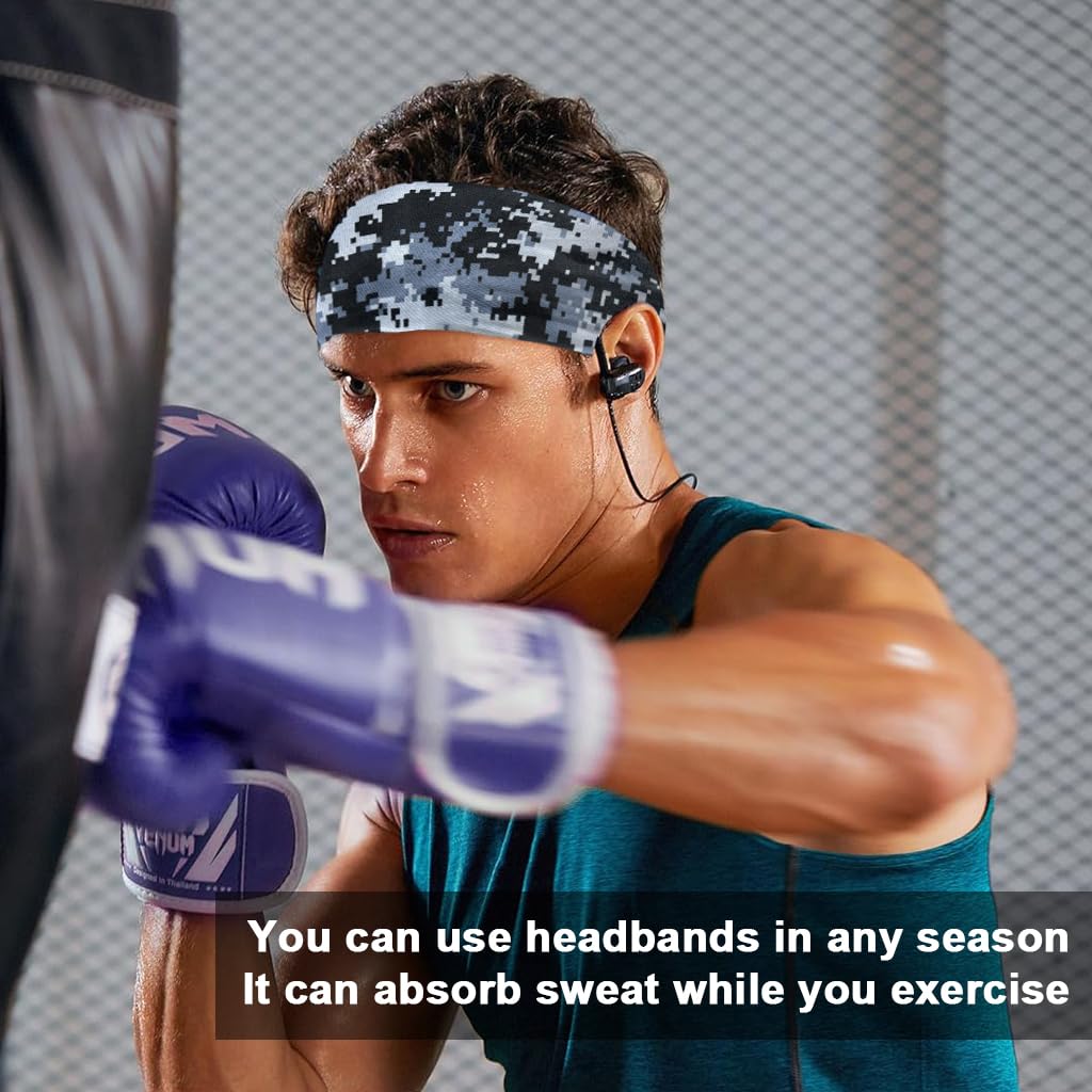 Proberos Headbands for Running Yoga and Cycling with Non Slip Sweat Wicking Fit | Black and White