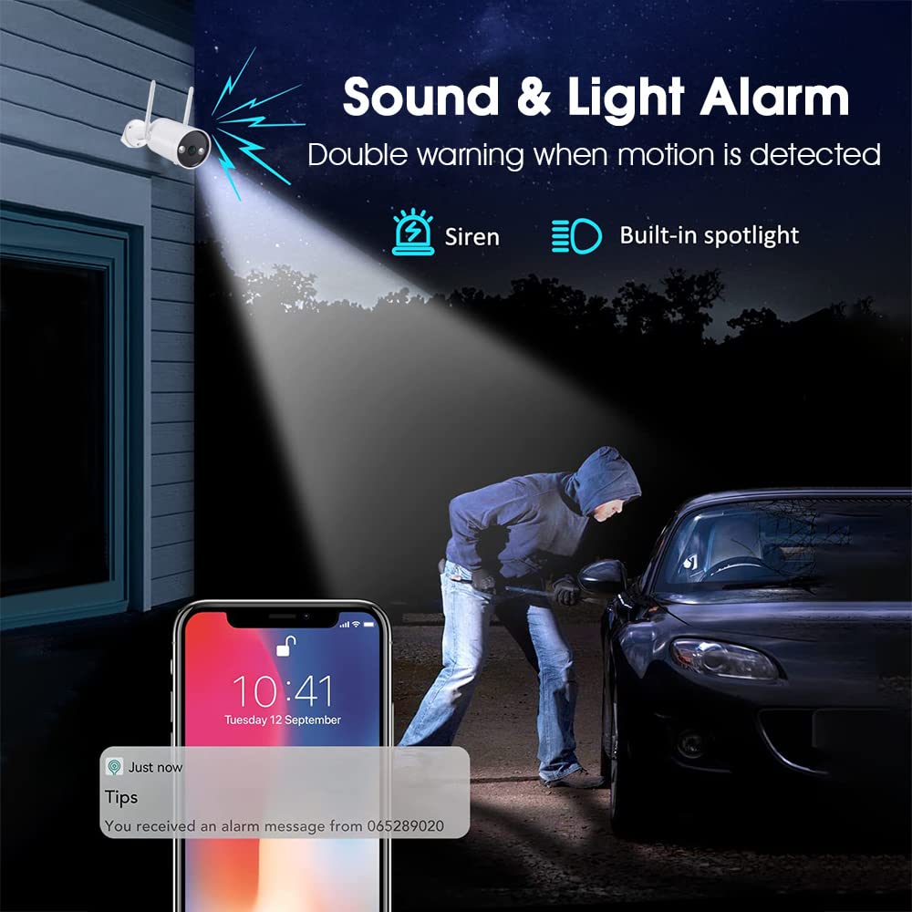 HASTHIP Wireless Security Camera for Home with 1080P HD 2.4GHz WiFi and Night Vision | IP66 Waterproof Outdoor Camera with PIR Motion Detection and 2-Way Audio