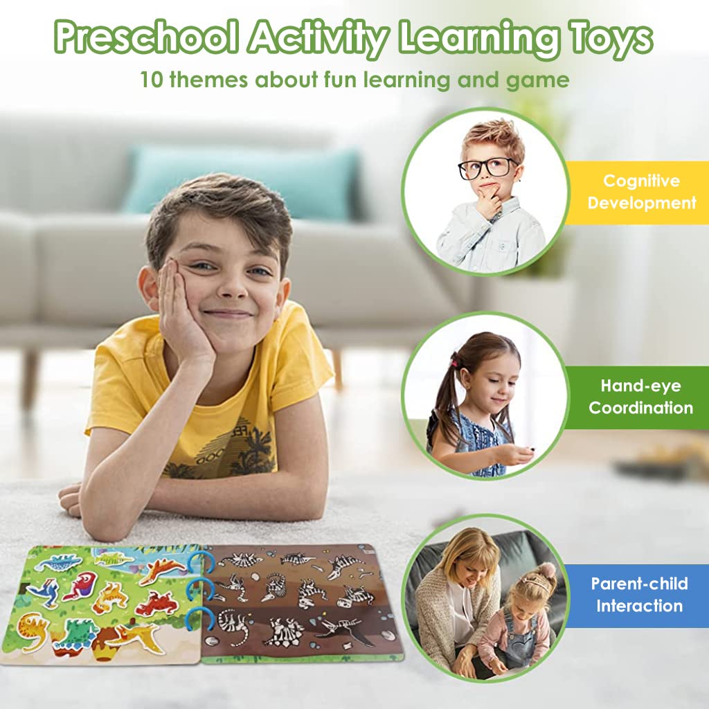 PATPAT Montessori Busy Book for Kids with 10 Learning Themes and Dinosaur Stickers | Educational Toy for Toddlers 1–3