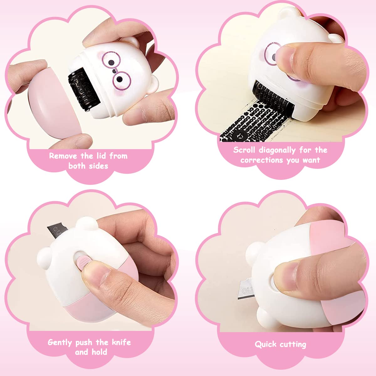 Climberty Identity Protection Roller Stamp with Retractable Cutting Tool and ABS Body | 4.7×5.6 cm Pink Privacy Protector