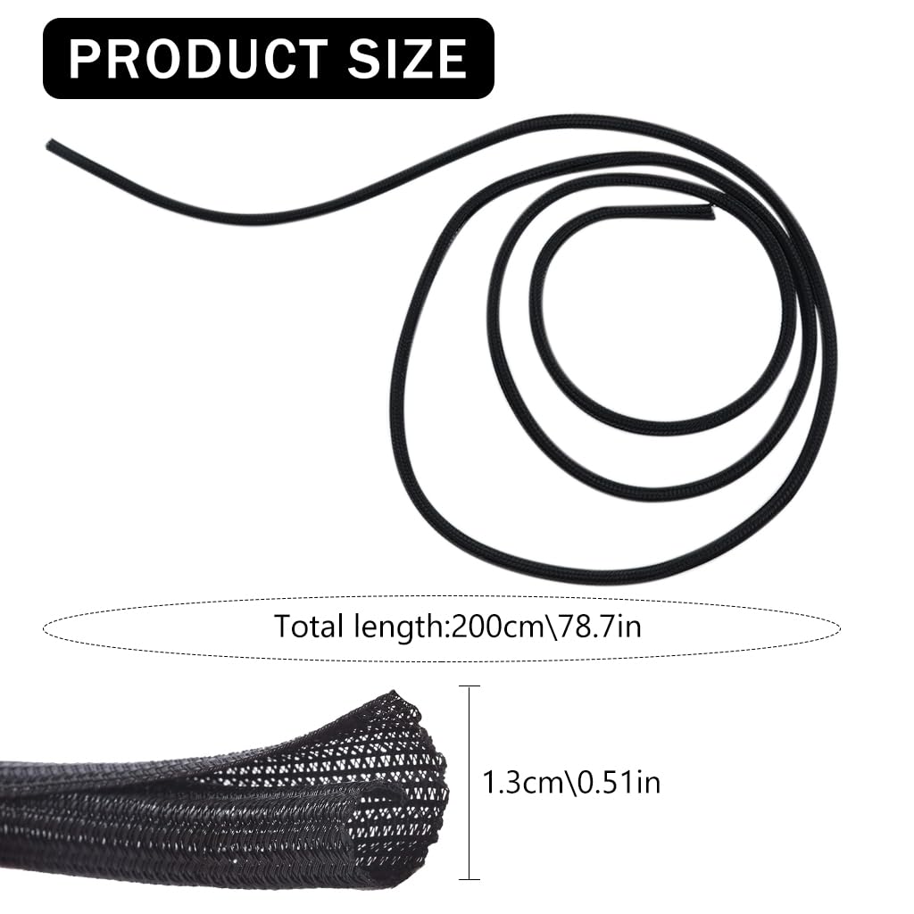 Supvox Cable Organizer Sleeve for Easy Wire Management with Self Closing Design 6.6ft 3PCS