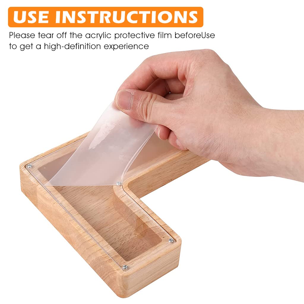 ELEPHANTBOAT Personalized Wooden Letter Piggy Bank for Kids featuring 20×18 cm Size | Transparent Acrylic Window and Screw‑Open Design