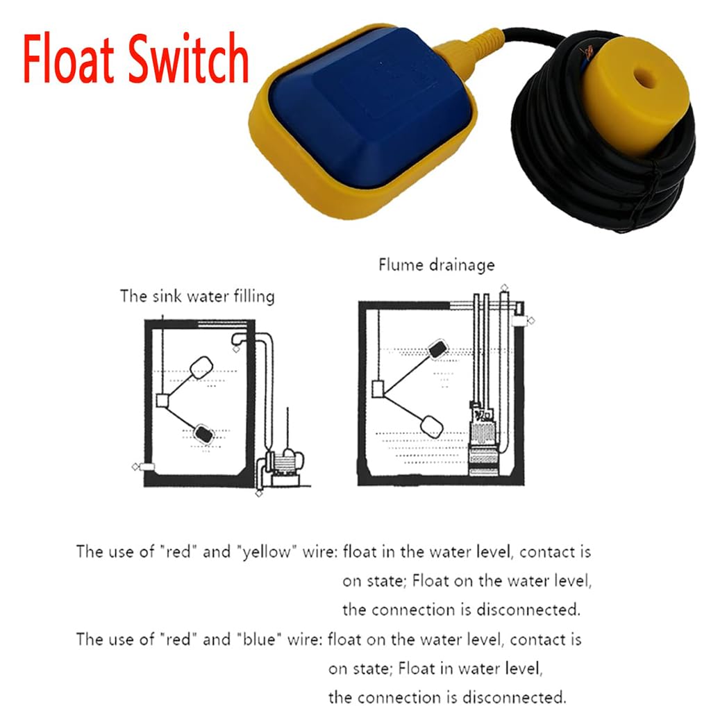 ZIBUYU Water Level Controller for Tanks and Pumps with 2M Cable Float Switch | Automatic Overflow Protection