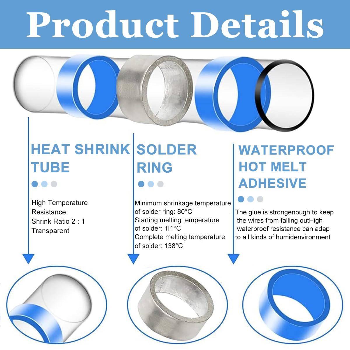 Serplex Heat Shrink Solder Wire Connectors Kit for Electrical Repairs featuring 160 pcs and Tin Ring Seal