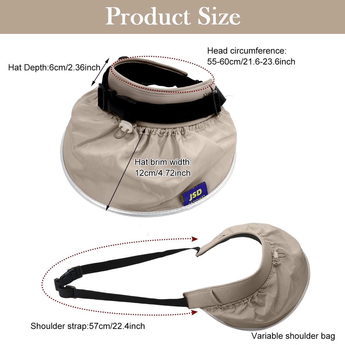 SANNIDHI Summer Caps for Women with UPF 50 Sun Protection featuring 2 in 1 Visor Bag Design | Brown Outdoor Hat