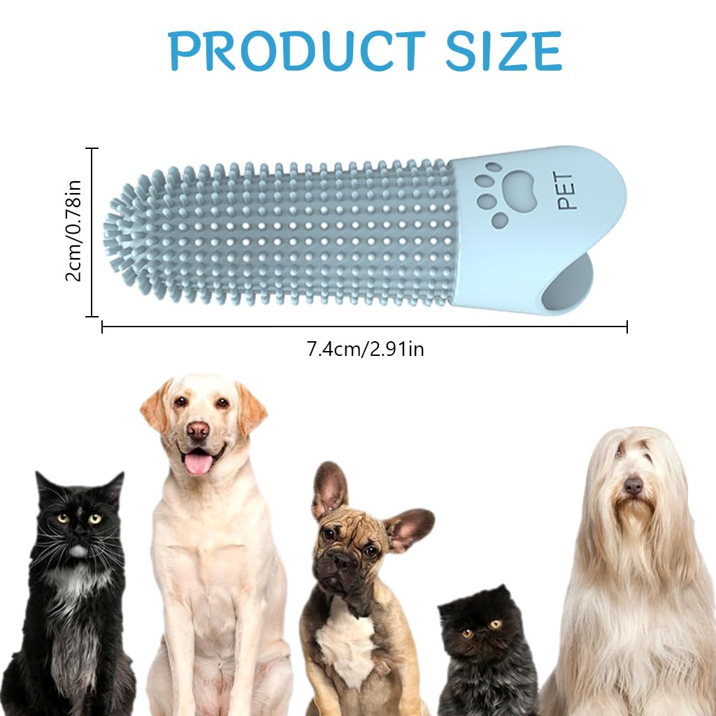 Qpets Dog Finger Toothbrush for Effective Plaque Removal featuring 360° Silicone Bristles