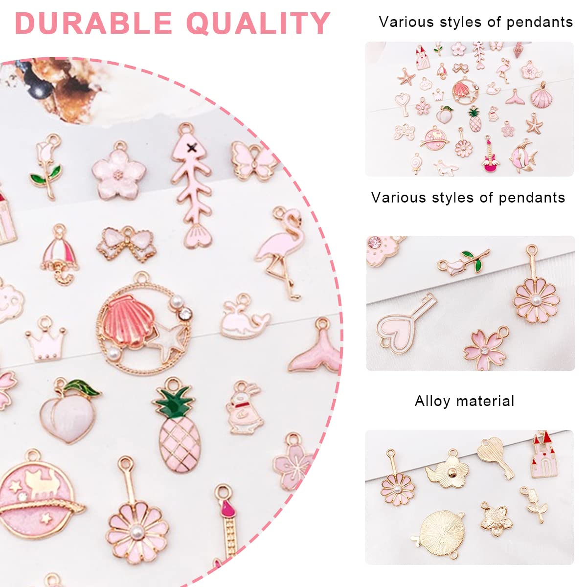 MAYCREATE® Metal 31Pcs Diy Jewelry Making Pendent Kit Assorted Lovely Enamel Charms Pendents Gold Plated Diy Charm Necklace Bracelets Pendent Kit Bracelet Jewelry Making