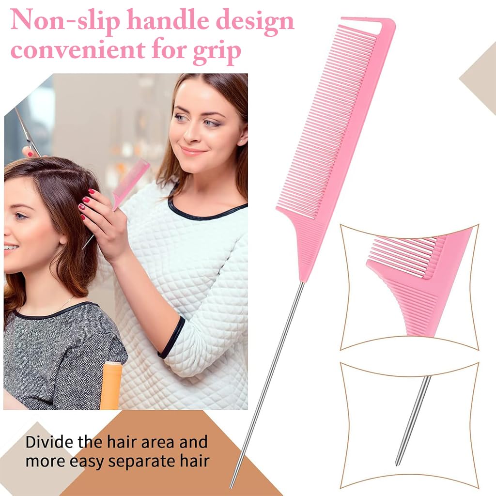 ZIBUYU Hair Brush Set for Hair Dye Application with Dual Head Brush & Pintail Comb | Ergonomic 3Pcs Styling Tools for Women