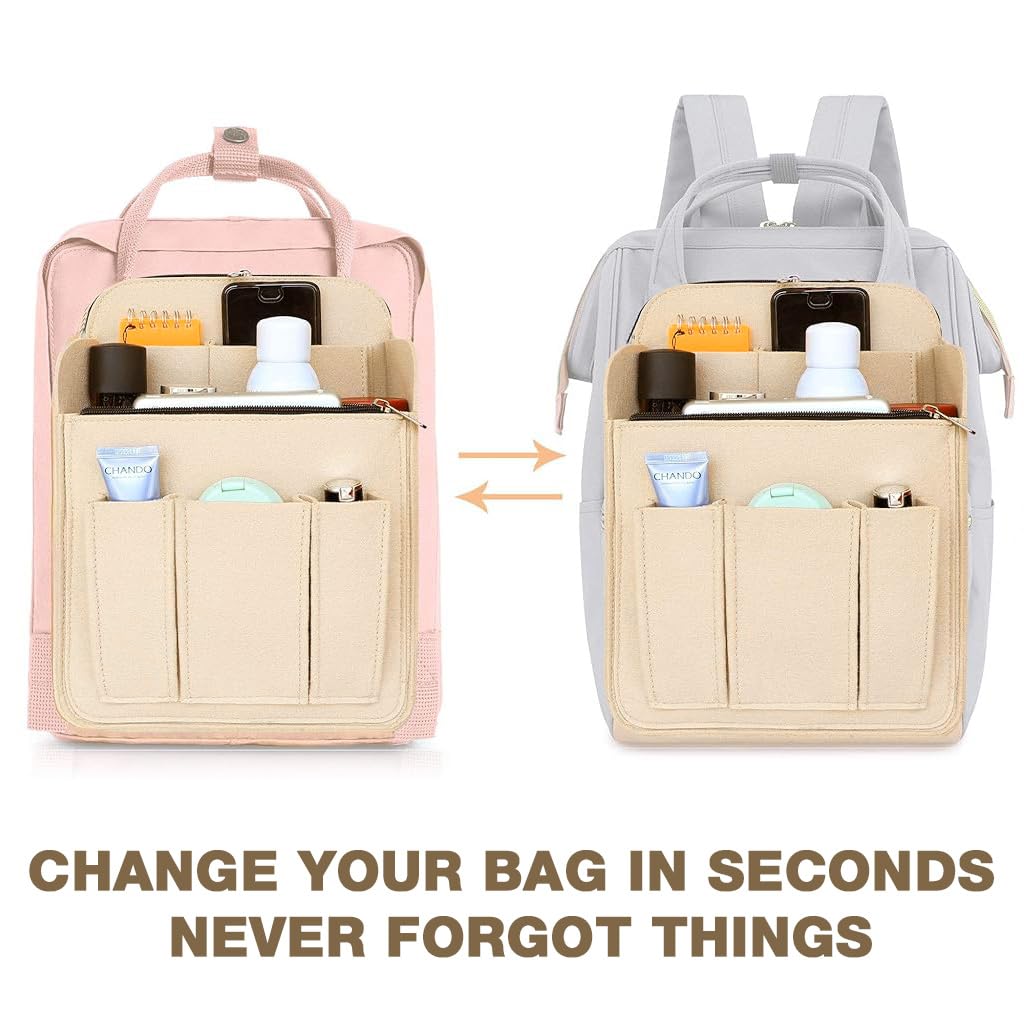 PALAY Bag Organizer Insert for Backpacks with Multi-Divider Design 24x12x30cm Felt Liner