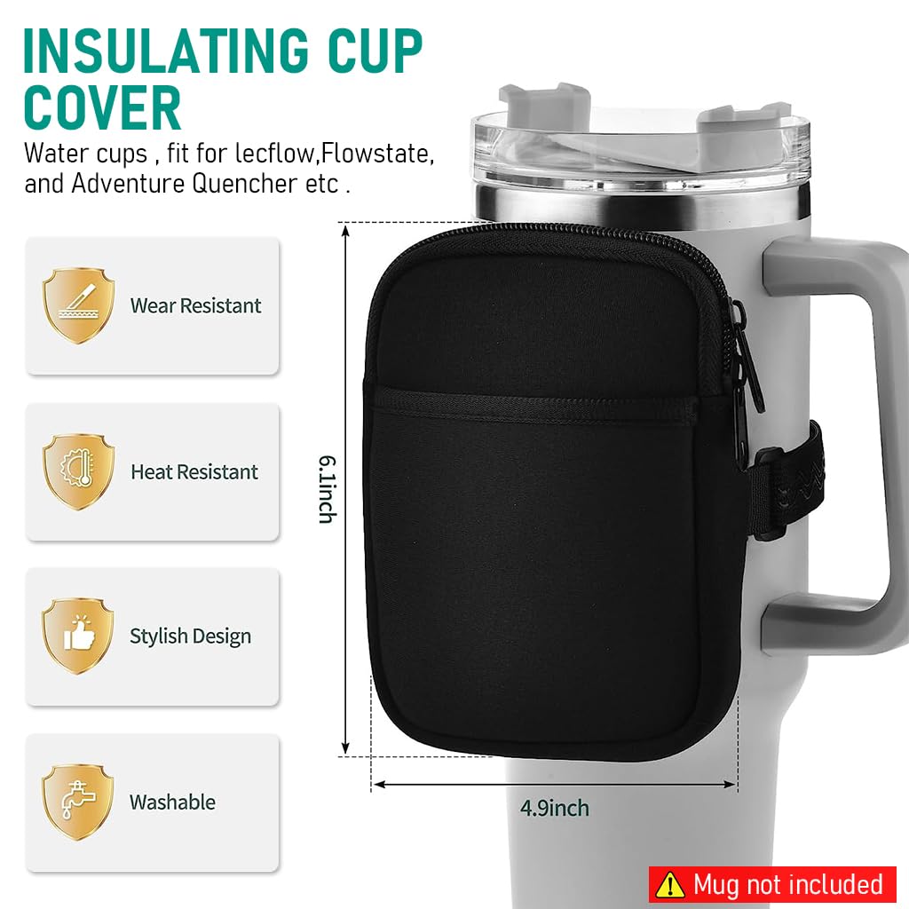 HASTHIP Water Bottle Pouch for Gym and Outdoor Use with Adjustable Strap and Zipper Pocket | Black