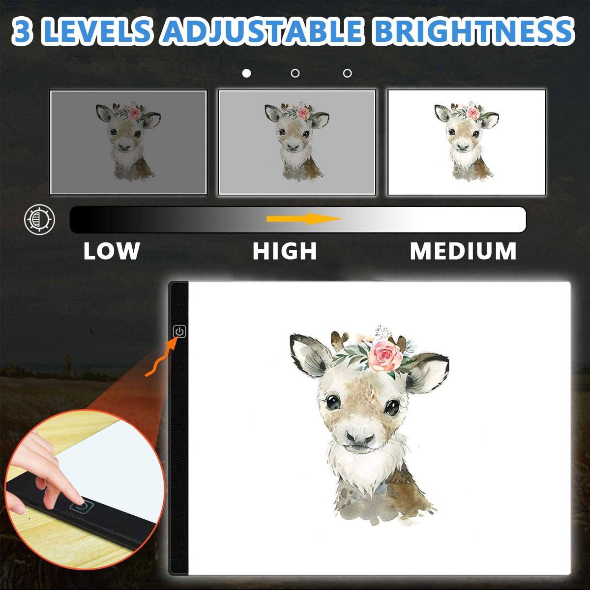 HASTHIP A4 LED Light Board for Diamond Painting with 28 Grid Storage Box and Adjustable Stand