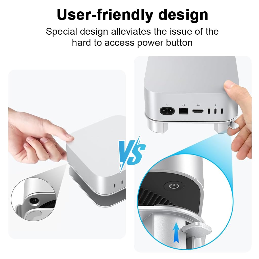 ZORBES Aluminum Stand for Mac mini M4 and M4 Pro featuring Switch Assistance | 14.5x13.4x2.6 cm Cooling Riser with Anti‑Slip Pads