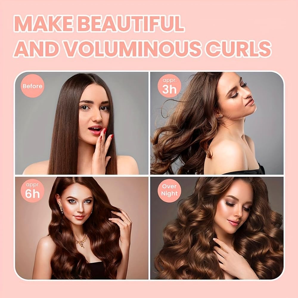 HANNEA Heatless Hair Curler for Overnight Styling with Dual Hook Design 9PCS 25cm Satin | No Heat Soft Curls for Medium and Long Hair