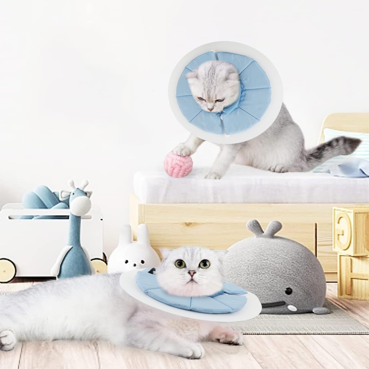 Qpets Cat Recovery Cone for Post Surgery Healing with Soft Pillow and PVC Material | Adjustable 12–25 cm for Small Pets