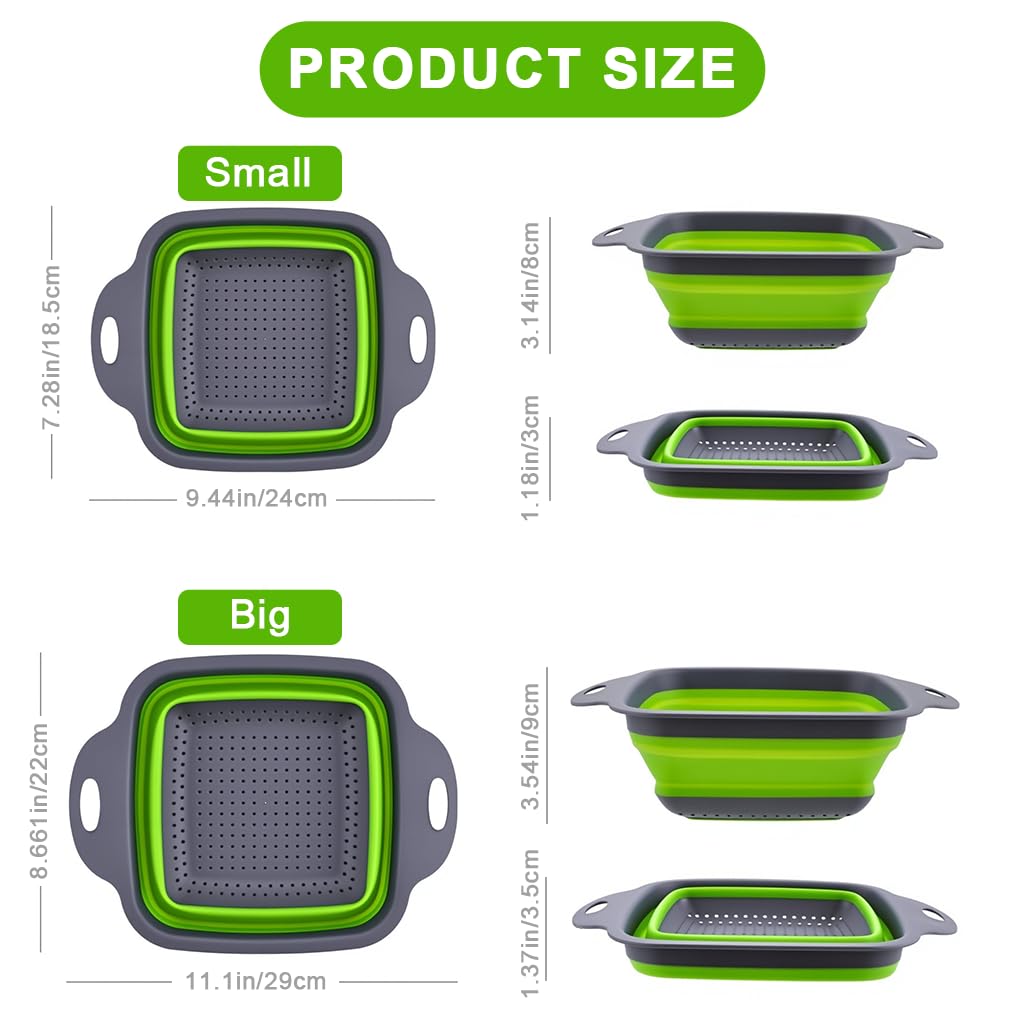 Supvox Collapsible Strainer Baskets for Rinsing Fruits and Vegetables with Dual Ears Set of 2