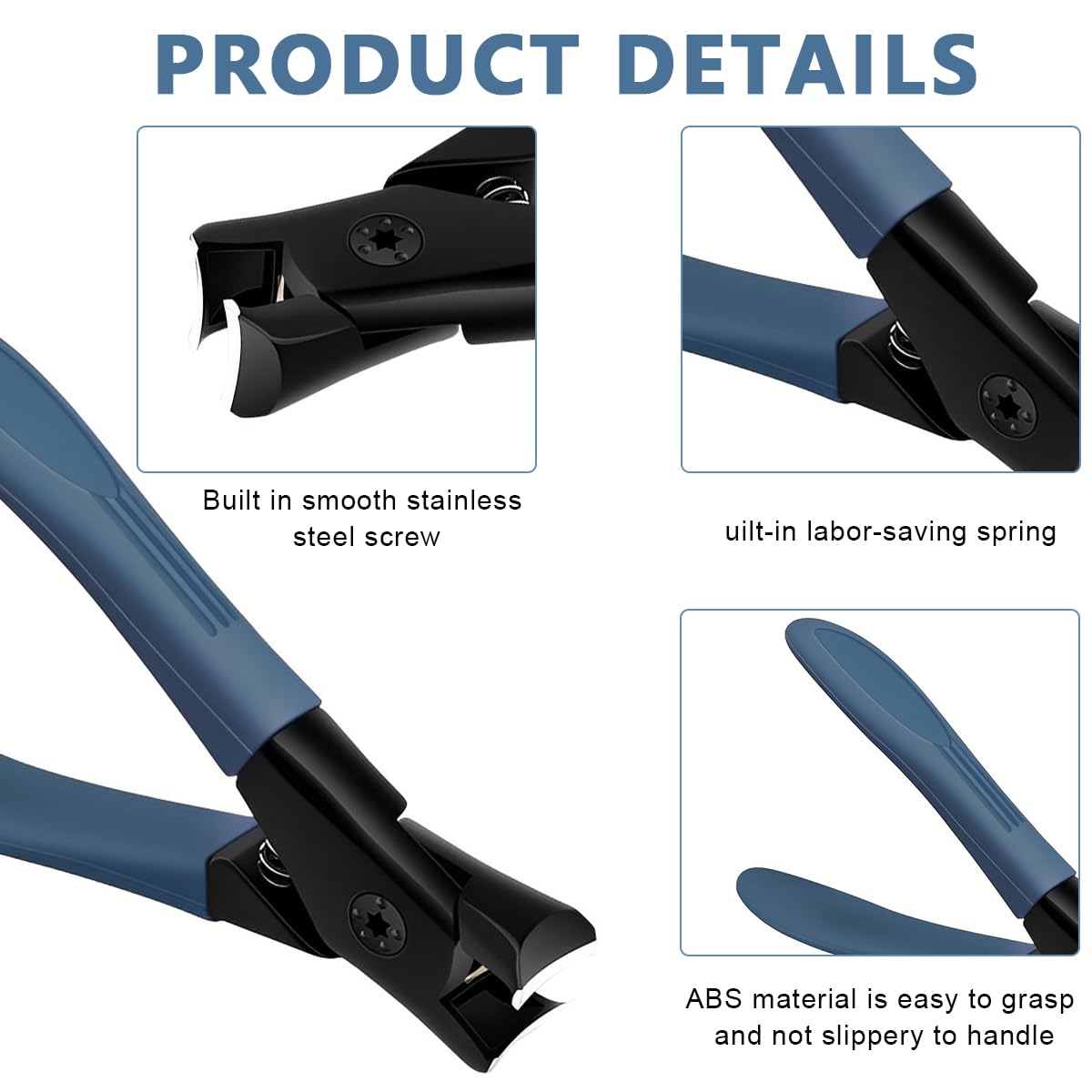 MAYCREATE Nail Clipper for Thick Toenails with Anti Splash Design and Long Handle 9×5.3 cm | Stainless Steel 3 PCS for Adults and Seniors