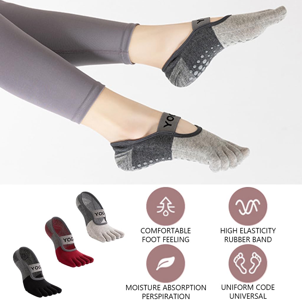 Proberos Women Yoga Socks for Pilates and Fitness featuring Silicone Anti Slip Sole | 2 Pairs Cotton Ankle Design