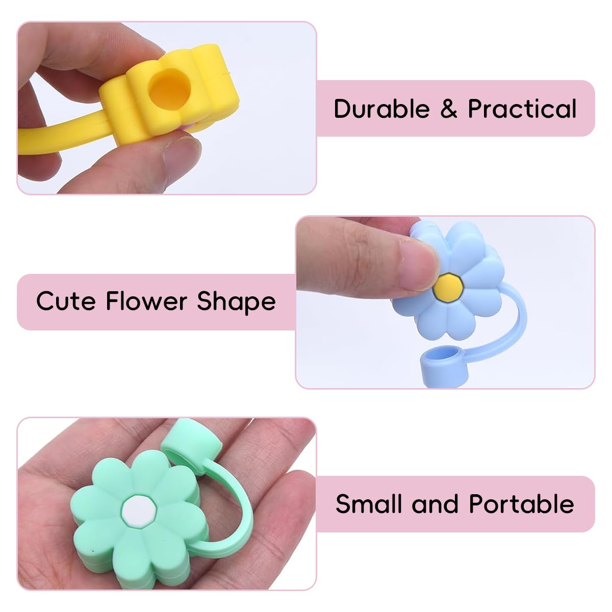 Zibuyu Silicone Straw Lid for Stanley Cup Reusable Drinking Cups | BPA‑Free Food‑Grade Silicone