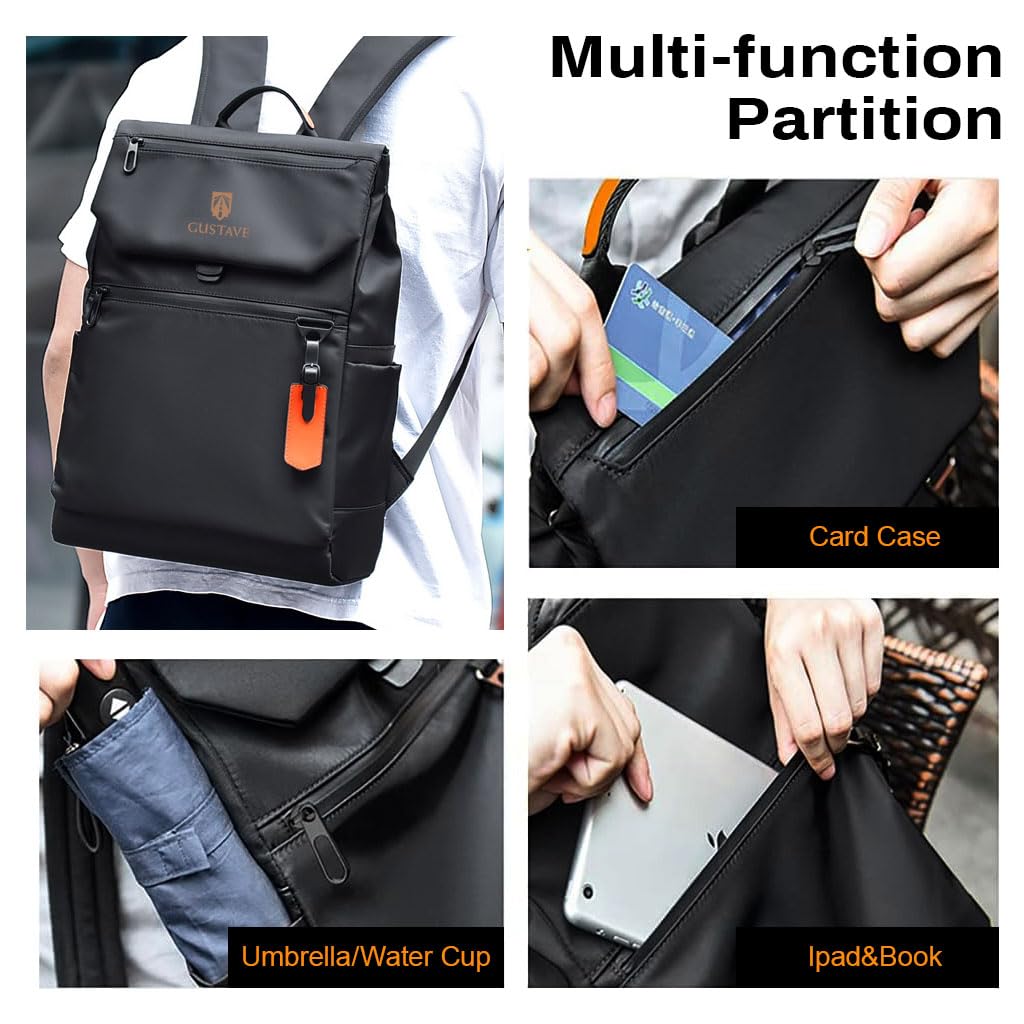 GUSTAVE Laptop Backpack for Men with Waterproof Oxford Cloth and Multi Pockets | 15.6 Inch