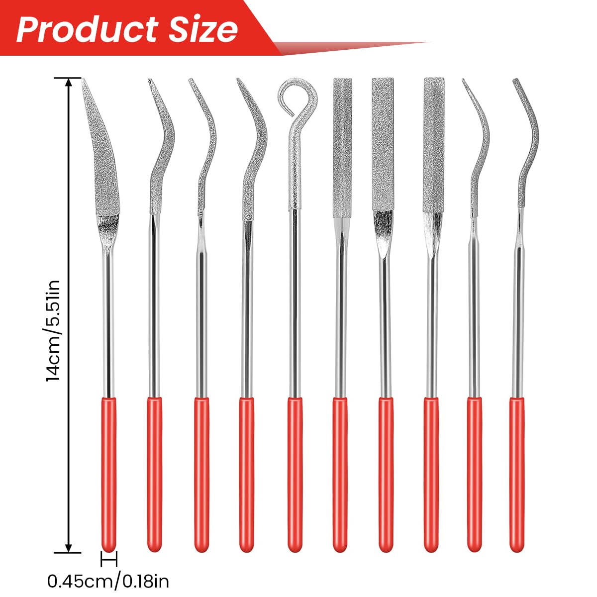 Serplex® 10Pcs Metal File Set Harden Diamond Deburring Files Assorted Metal Files Flat File Rat Tail File Square File Triangular File Needle File Rasp File for Smoothing Deburring Sharpening Finishing