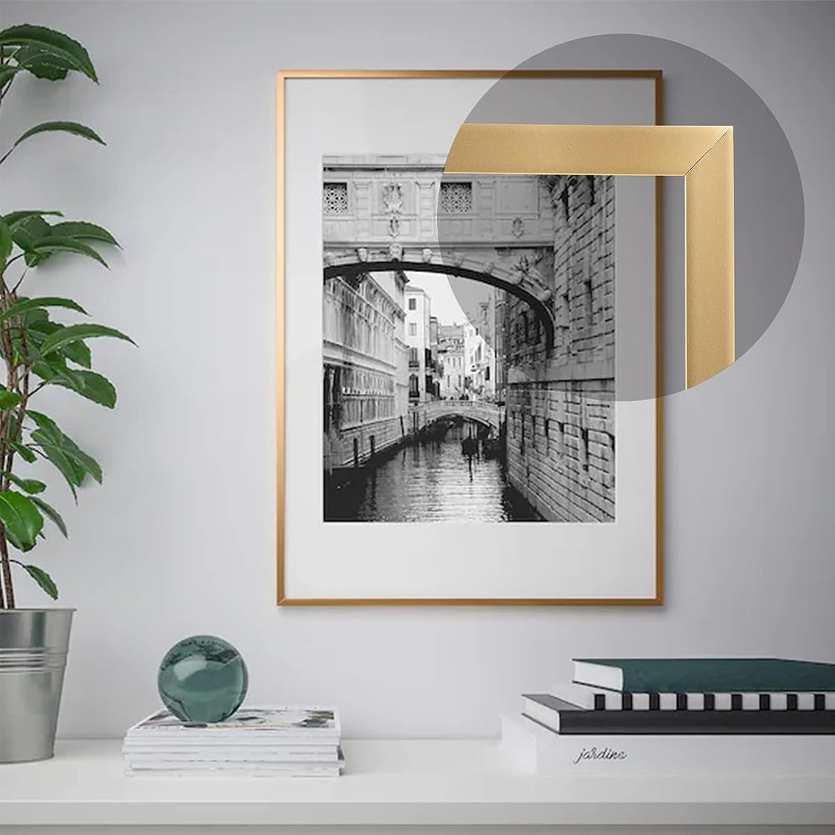 HASTHIP Metal Trim Wall Strip for DIY Decoration featuring Self Adhesive Design and 16.4ft Golden Stainless Steel | Mirror-Like Finish for Home Interiors