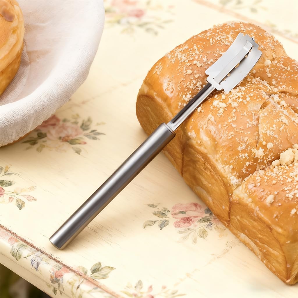 Supvox Stainless Steel Bread Lame for Artisan Baking with 7.4 in Handle and 5 Blades | PU Sheath