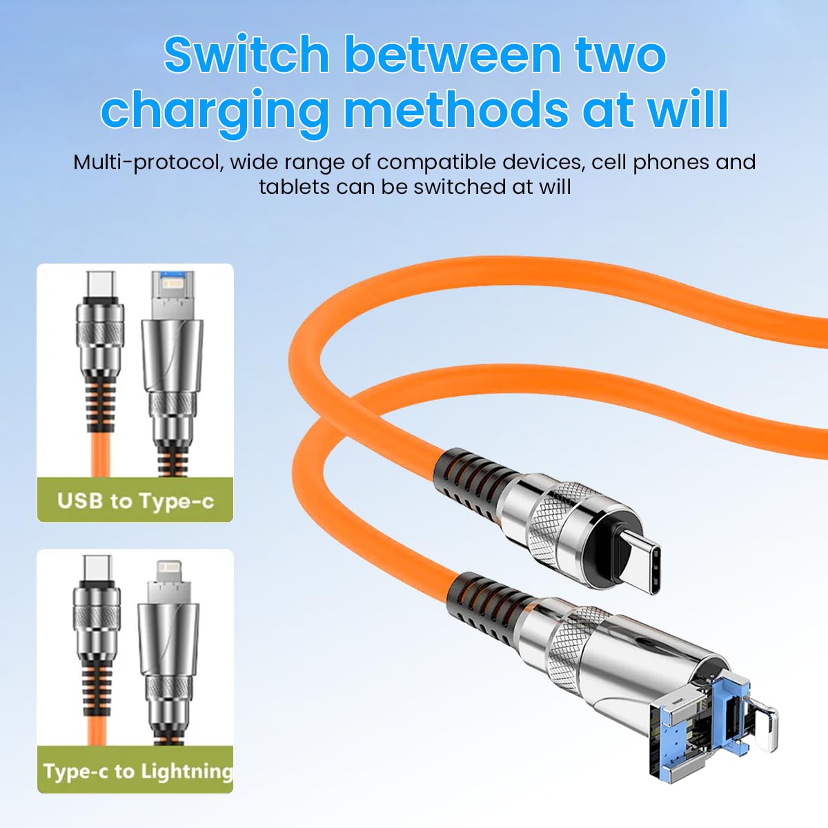 Verilux® 2 in 1 USB Type C Cable, 100W Fast Charging Multi USB A to USB C Cable, 4.92ft USB C to Light-ing Data Transfer Thicken Cable for iPhone, Sumsang, Pixel XL, Oneplus, Android & Type C Devices