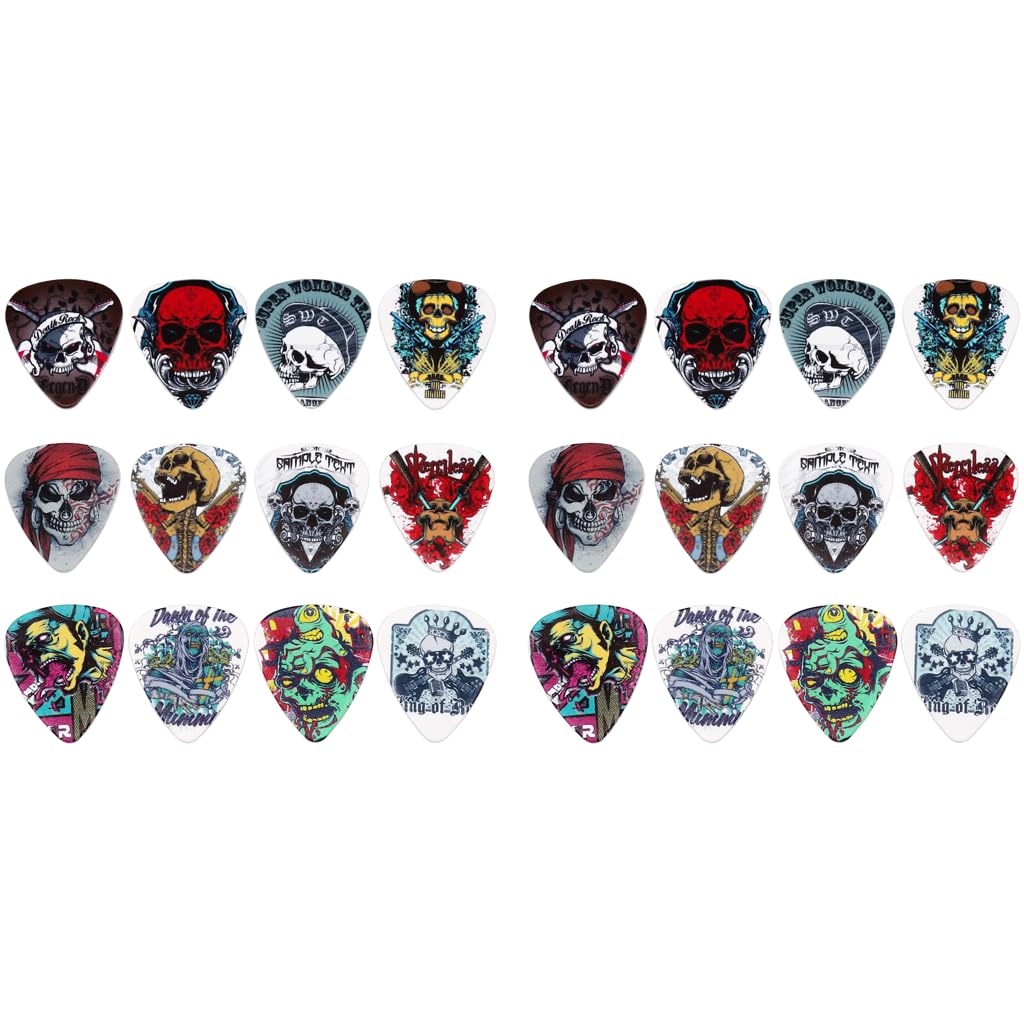 ZIBUYU Guitar Picks 24PCS 1mm Medium Heavy for Electric and Acoustic Guitar | Smooth Ergonomic Grip