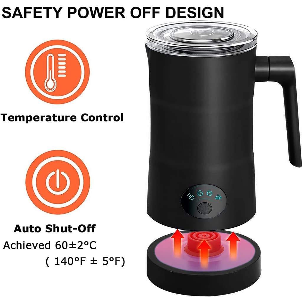 HASTHIP Electric Milk Frother for Coffee 350ML 4 in 1 Coffee Machine with Milk Frother Electric Foam Maker 400W Automatic Milk Shaker Mixer Machine Hot & Cold Frothing Milk Heater Electric Foamer