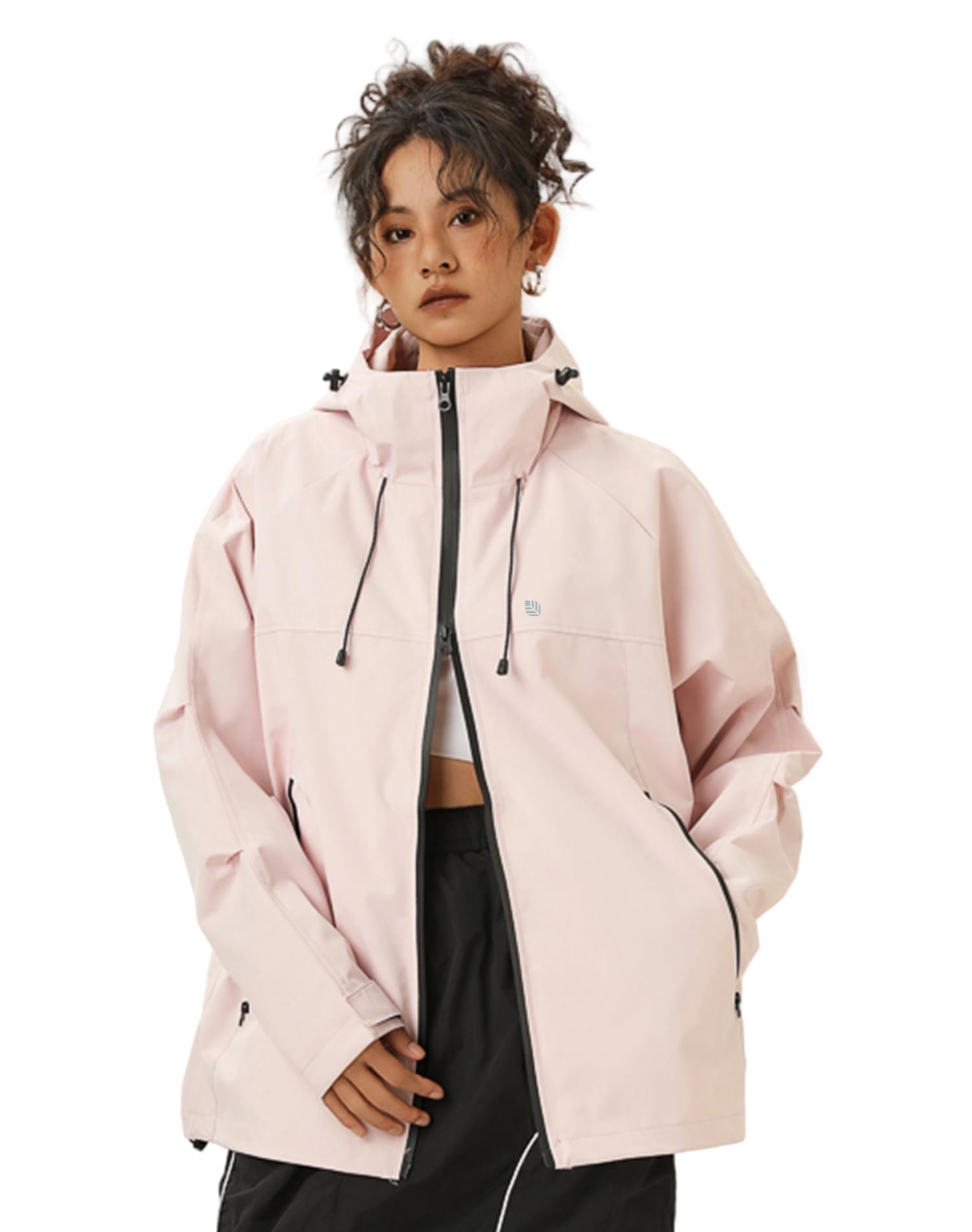 Venzina Women's Waterproof Jacket for Travel and Commuting with 75D Fabric | Windproof Hooded Pink Coat