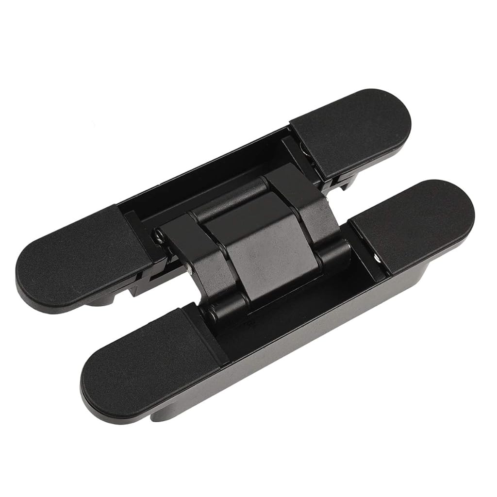 Serplex® Hidden Door Hinge, Invisible, Concealed, Secret 3-Way Adjustable Black Hinge for Doors (2 PCs)-Metallic