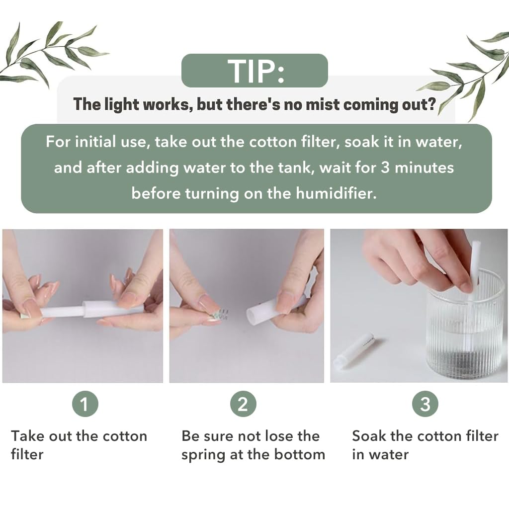 HASTHIP Mini Air Humidifier for Home and Office with 300ml Tank & Ultrasonic Mist | Warm LED Light