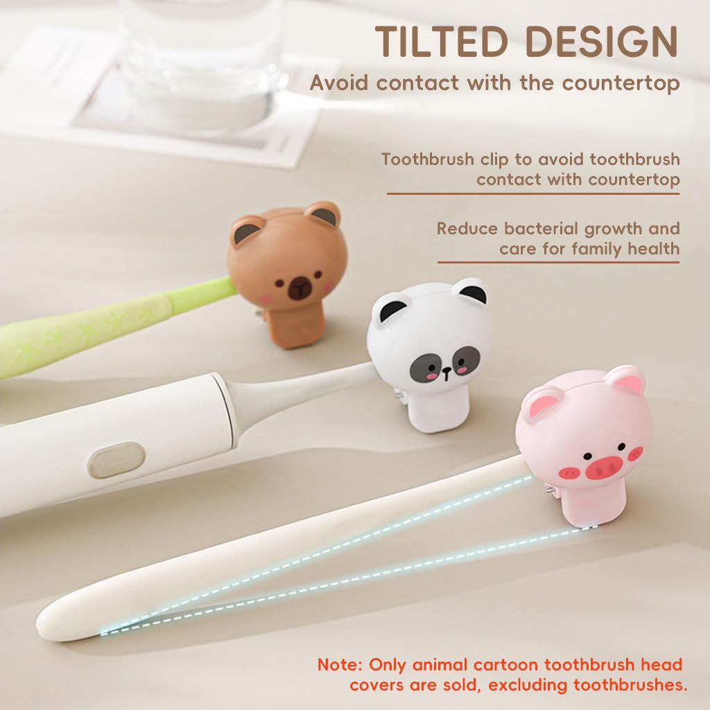 HASTHIP Toothbrush Head Covers for Travel and Home with Dustproof Design | 4Pcs Cute Animal Protectors for Kids and Adults