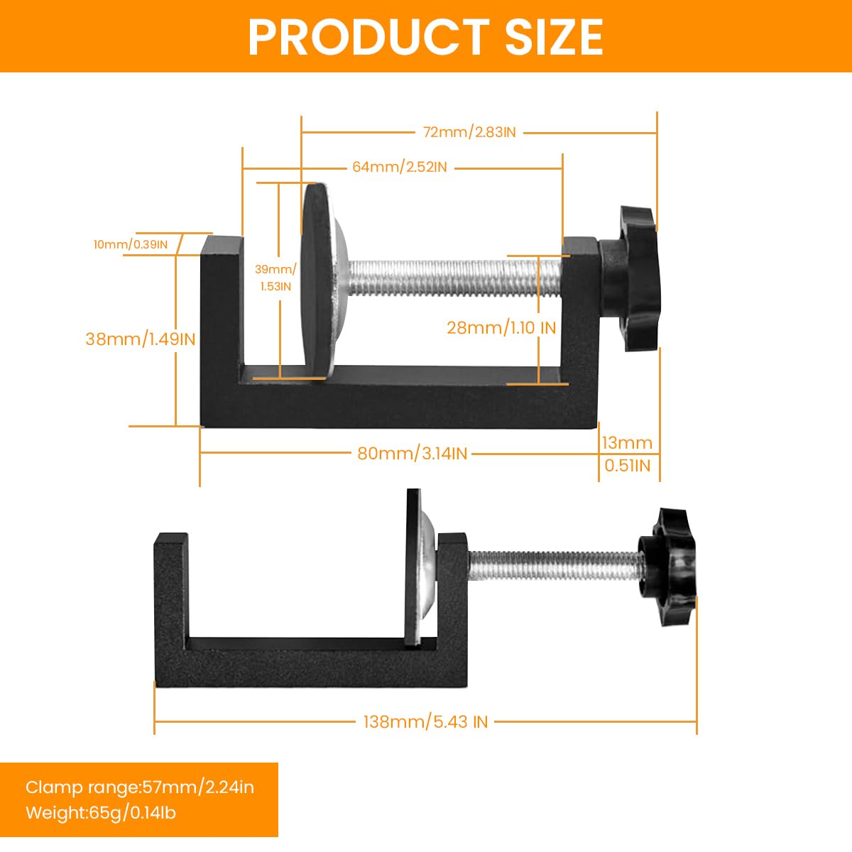 Serplex® 2Pcs Woodwork Clamps Carboon Steel C Shaped Clamps Wooden Panel Holder Clamp Screw Fixing C-Clamps for Woodworking, Metalworking, DIY Craft, Drilling, Punching, Drawer Door Installation